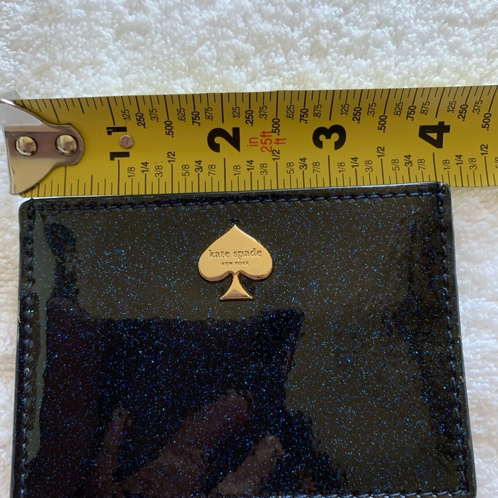 Kate Spade 2 tone metallic glitter  blue card holder - Picture 2 of 15